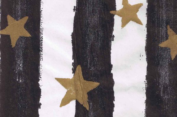 Blumenpapier Toskana Stars schwarz-gold 75cm